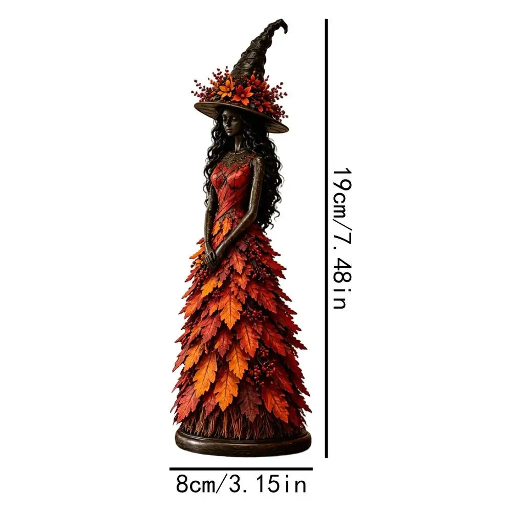 Halloween Witch Figurine Resin Seasonal Table Centerpiece Leaves Gown Qme WHITE China Mainland