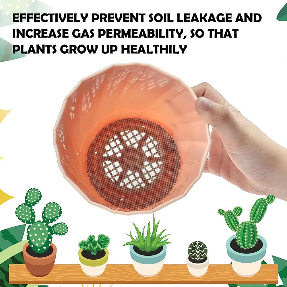 50PCS Flowerpot Gasket Ceramic Black Leakproof Soil Super Large Diameter Breathable Insect-Proof Plastic Circular Mesh Pad Qme
