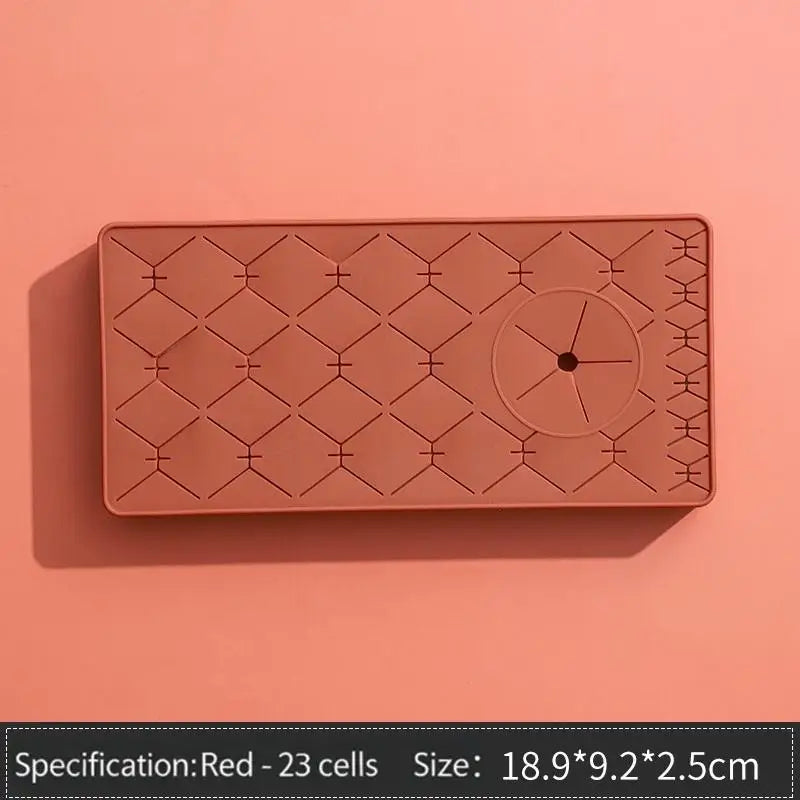 Desktop Organizer Silicone Lipstick Storage Rack Cosmetic Makeup Box Qme Red