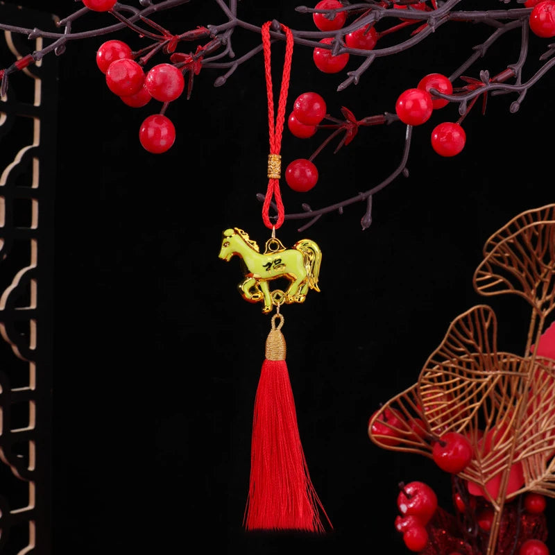 1/6Pcs 2026 Year Of The Horse Wall Hanging Ornament Pendant Lucky New Year Oil-Drip Horse Pendant Decor Home Hanging Supplies Qme A6