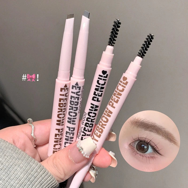 2 in1 Eyebrow Pencil Professional Cosmetics Makeup for Women 6 Colors Waterproof Eyebrow Tattoo Brush Long Lasting Eyebrow Pen Qme