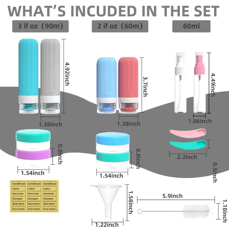 Leak Proof Travel Bottle Silicone Toiletries Containers Portable Qme
