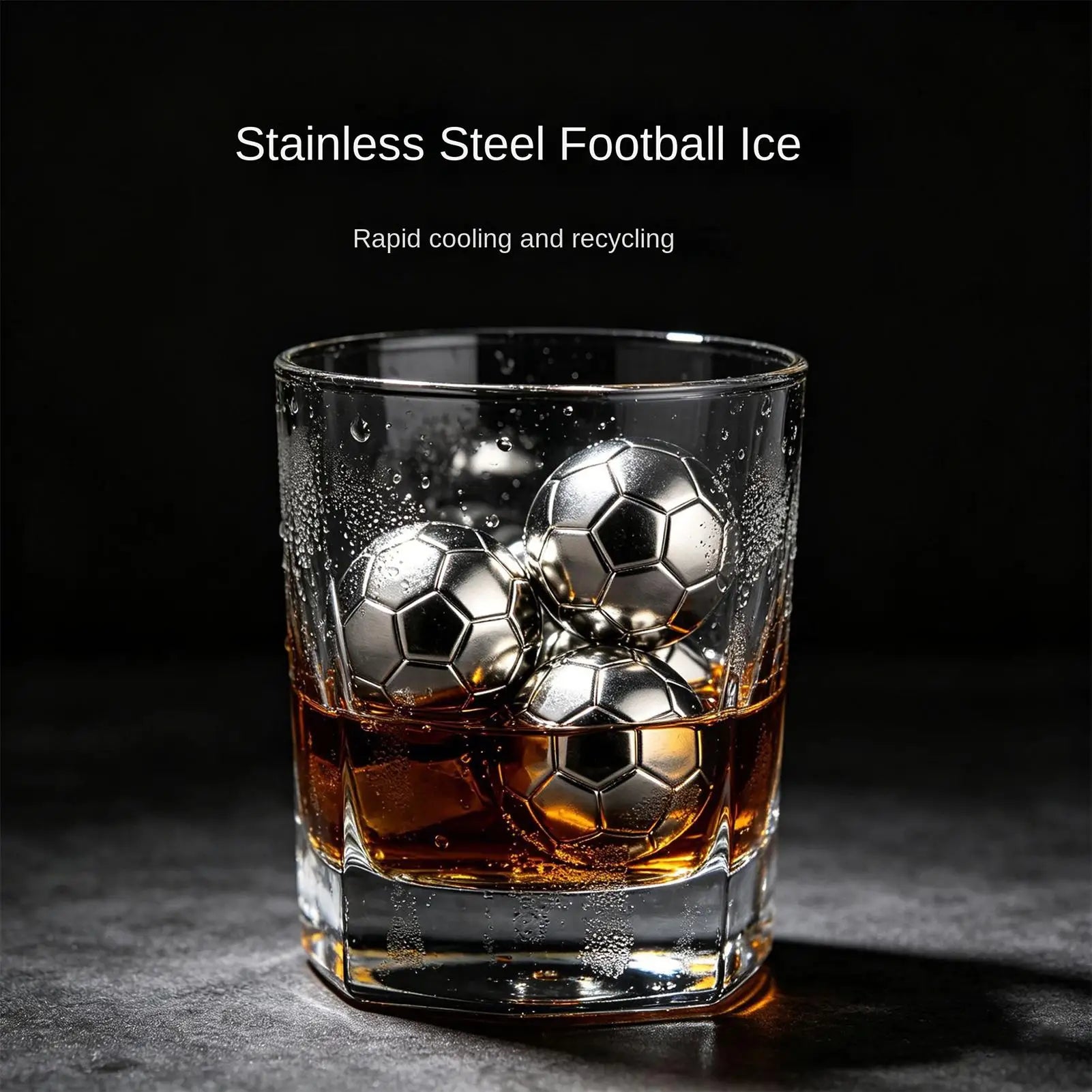 Metal Ice Cubes Reusable Refreezable Football Cooling Rocks 4 Drink Qme
