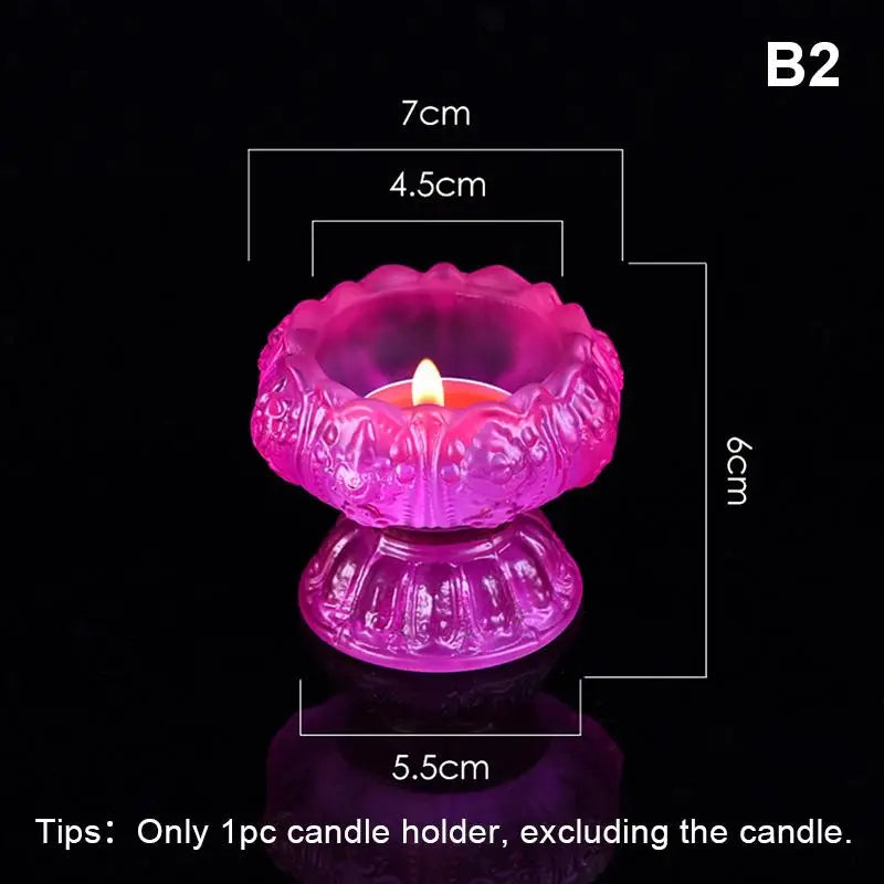 Glass Lotus Candle Holder Windproof Heat Resistant Suitable Use As