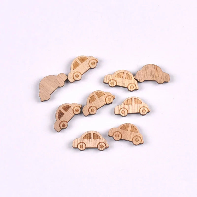 20Pcs 10-25mm Vintage Mix Pattern Bee/Cat/Mushroom/Diamond Wood Pendant Crafts DIY Scrapbook Handmade Supplies Hanging Ornaments Qme 2