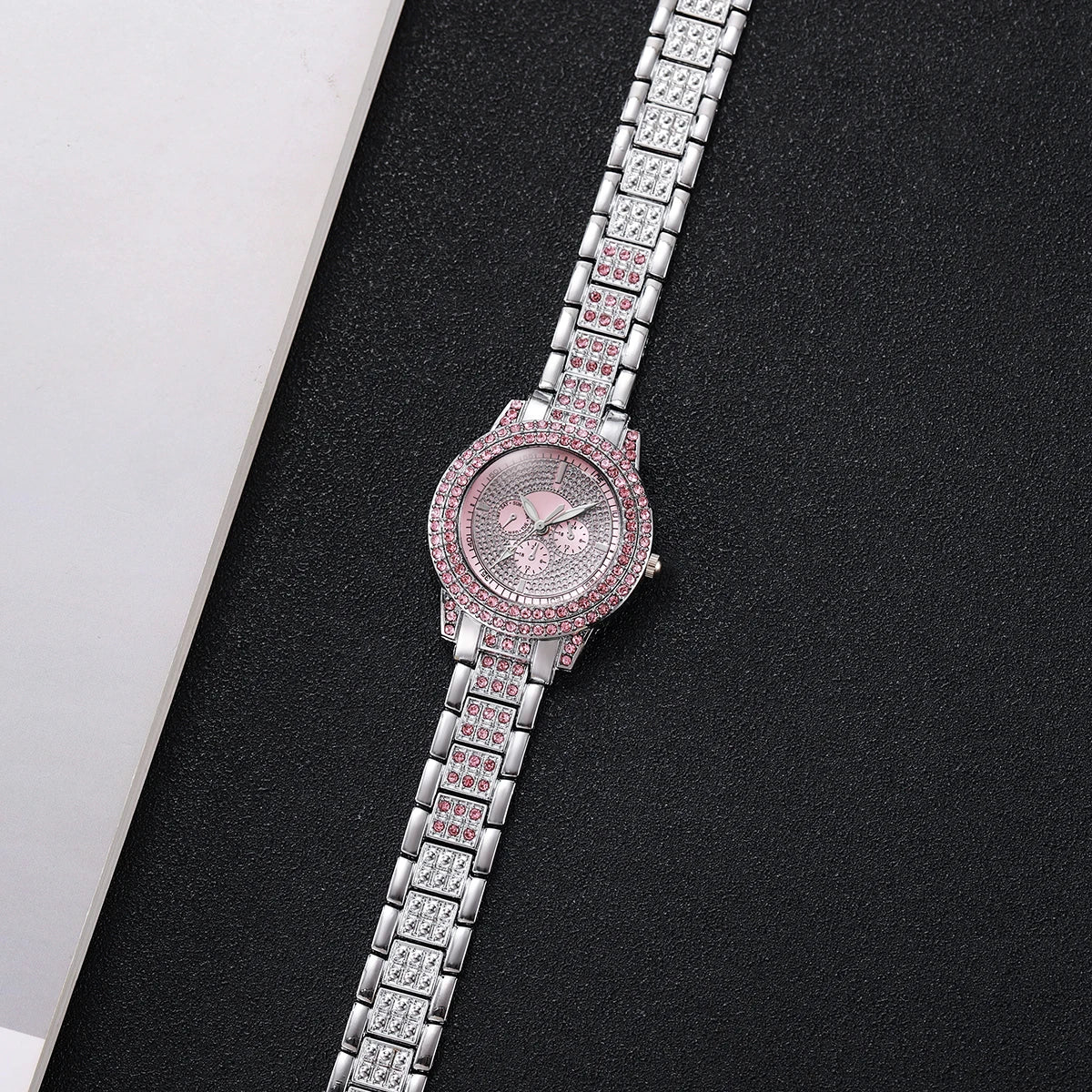 1/3PCS Luxury Rhinestone Women Watch Diamond Jewelry Set Elegant Steel Ladies Quartz Wristwatch Reloj Mujer（Without Box） Qme