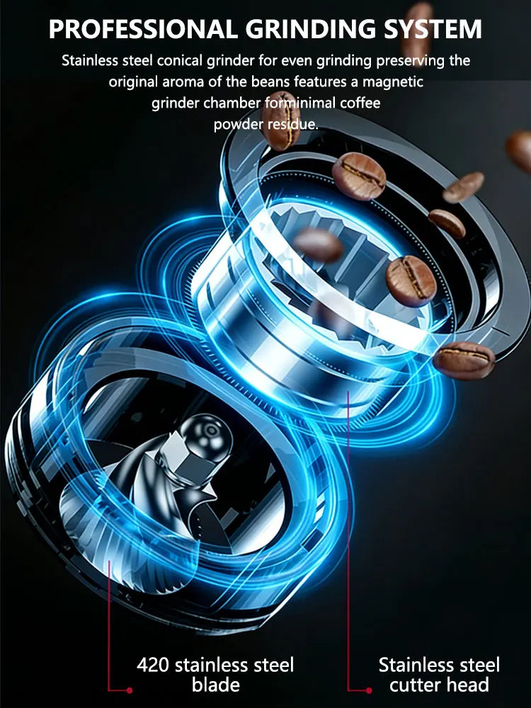 Coffee Grinder Electric Portable Bean USB Rechargeable Burr Mill Home Qme