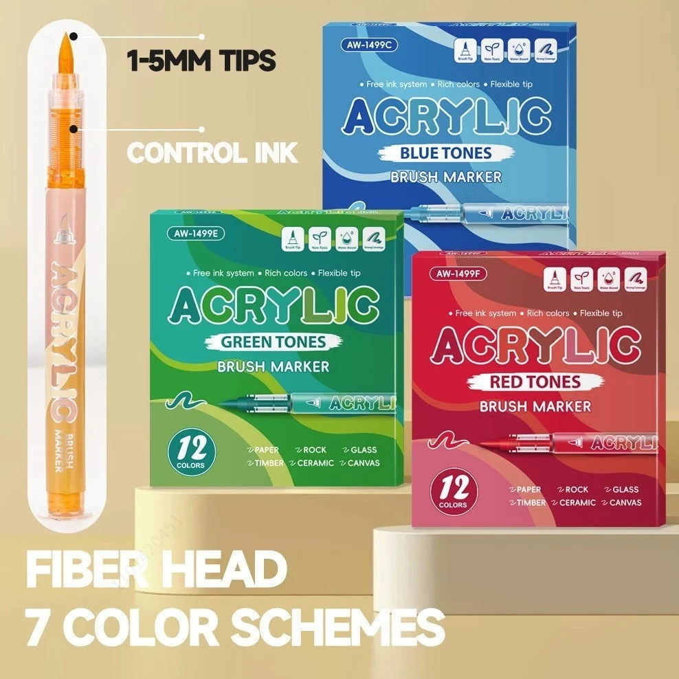 84 Colors Acrylic Paint Markers, With Direct-Liquid Ink System, Brush Tip, For Wood, Glass, Fabric And DIY Crafts Art Supplies Qme