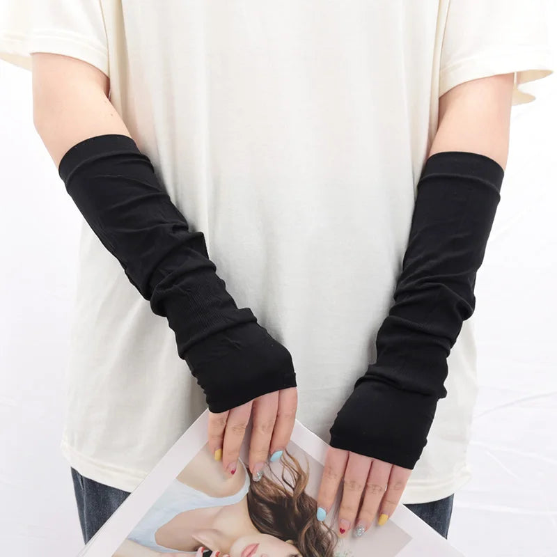 New Gothic Lolita Anime Solid Soft Rock Punk Gloves JK Girls Mittens Oversleeve Men Women Sun Block Cuff Fingerless Arm Warmers Qme