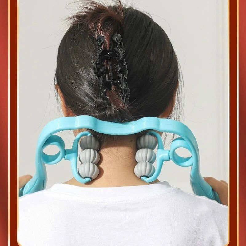 Rotatable 6-wheel Cervical Spine Massager Manual Neck Clip Shoulder Qme