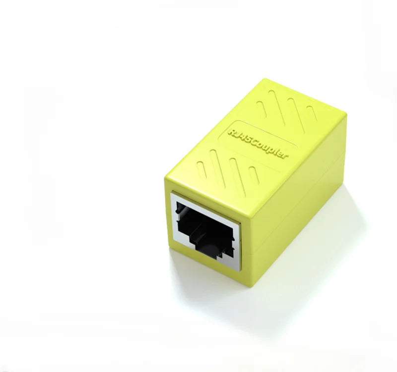 10pcs Standard Rj45 Connector Cat7 Cat6 Cat5e Double Socket Adapter Cat 6 8p8c Network Extender Rg Rj 45 Rg45 Ethernet Cable Qme YELLOW