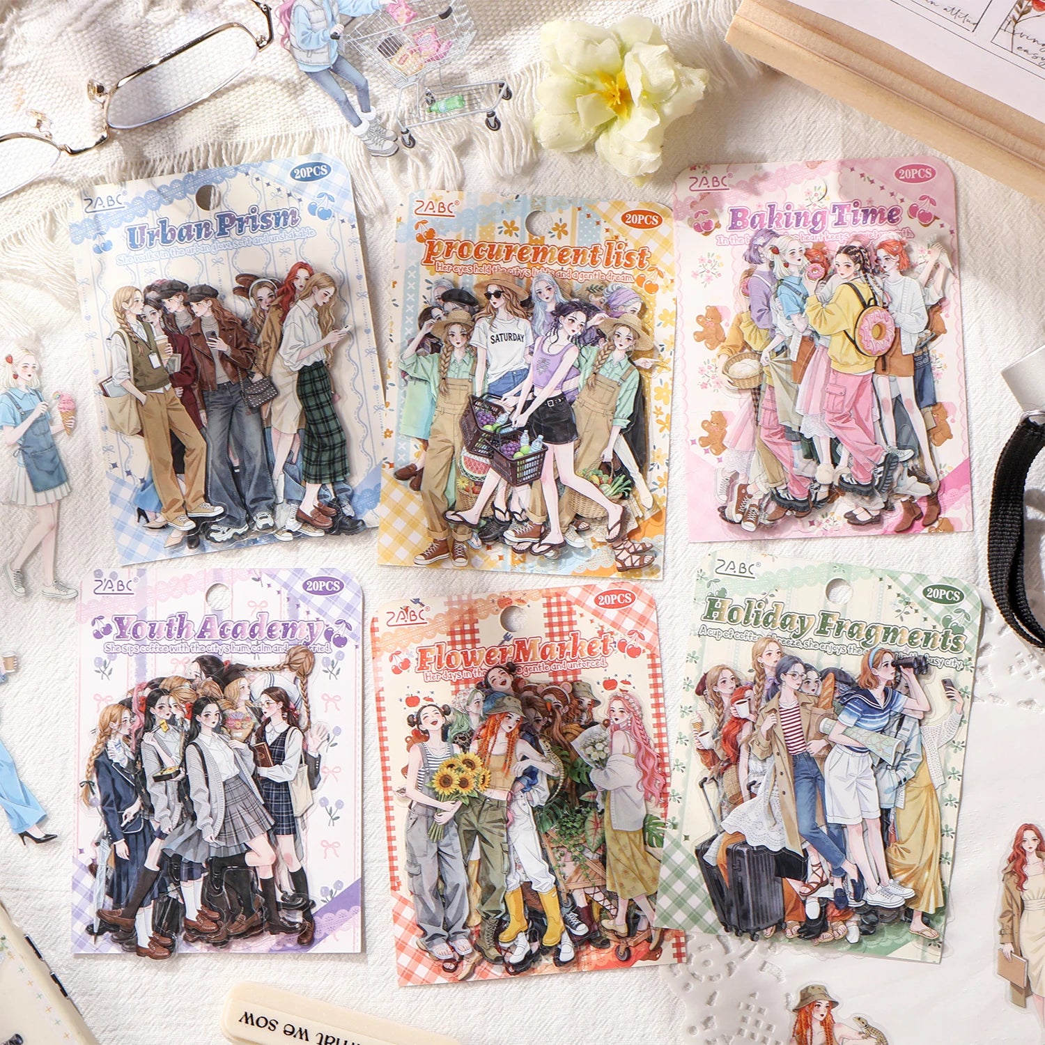 Multi-Scene Outfit Figure Stickers, Art Supplies for Photo Frames & Albums, Decor Stickers for Junk Journals Qme