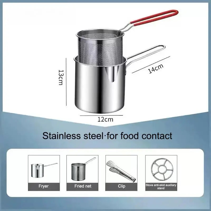 Kitchen Chicken Fish Cooking Tool 304 Stainless Steel Deep Fryer Qme A4