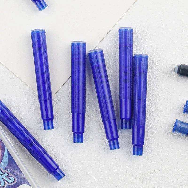 12-20PCS/Set Erasable Blue Ink Sac Fountain Pen Ink Cartridges Refills Ink 3.4mm Refillable Refills Drawing School Office Suppli Qme
