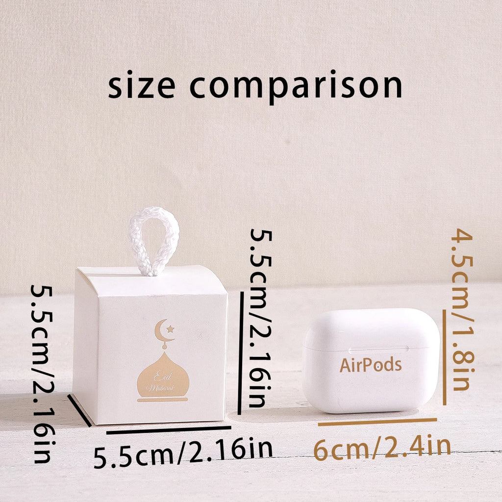 Set of 5 Elegant Mini Eid Al-Adha Gift Boxes with Gold Design and Twist Handles Perfect for Storing Candies, Chocolates and Sma Qme