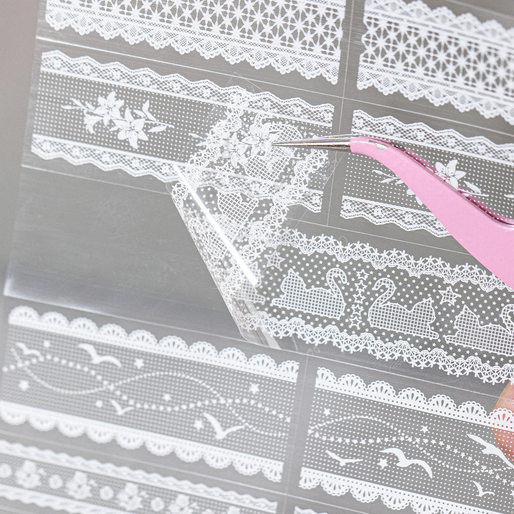 20/30 pcs Lace Die cut Stickers Book Japanese Showa style Aesthetics Decor Junk Journal Scrapbooking Creative Stationery Sticker Qme