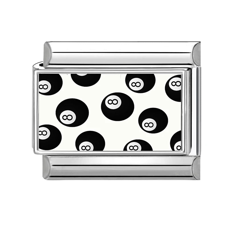 2026 Women's Black Heart Tulip FlowerS Cats Taichi 8 Ball Italian Charms Bracelets Fit 9mm Stainless Steel Bracelet Jewelry Gift Qme Style 11