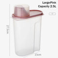 Dry Goods Airtight Container Rice Bucket Grain Storage Measuring Cup Qme Pink L