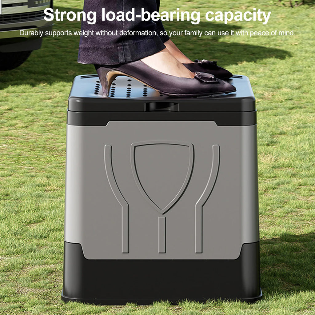 Folding Collapsible Toilet with Paper Holder & Lid Portable Potty Reusable for Adults Travel Outdoor Hiking Trips Beach Qme