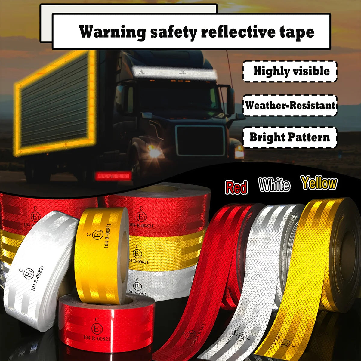 car Reflective Tapes 104R Waterproof Retro Reflective Conspicuity Self Adhesive Road Safety Warning Sticker Reflectors For Truck Qme