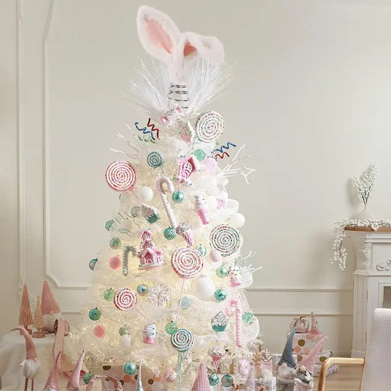 Easter Bunny Tree Topper Rabbit Festive Decoration Furry Ears Metal Qme