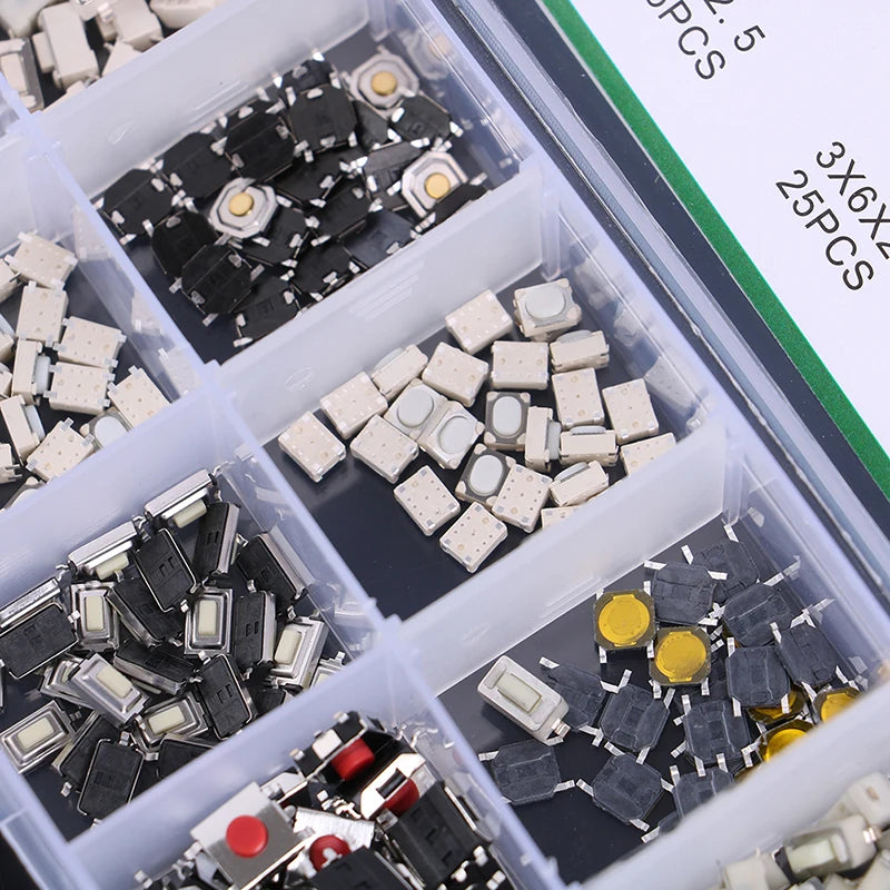 250Pcs 10 Types Tactile Push Button Switch Car Keys Button Touch Microswitch Qme 1set