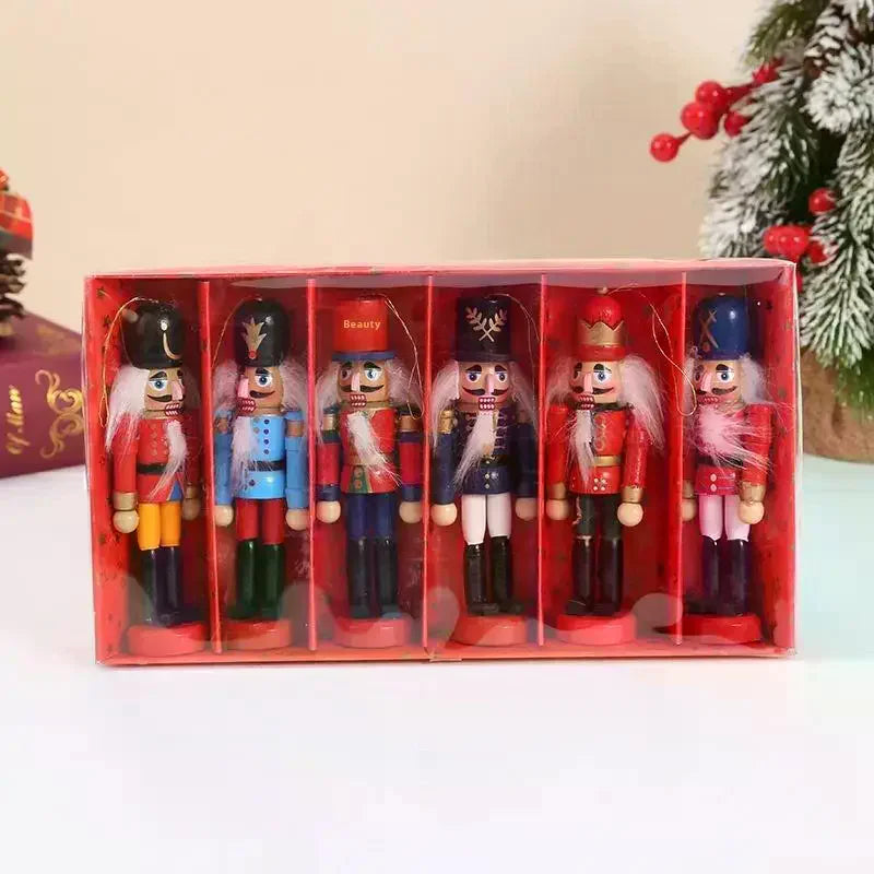 1/3/6Pcs Desktop Decor 12cm Miniatures Nutcracker Puppet Ornaments Cartoon Walnuts Soldiers Band Doll Pendant Christmas Gift Qme