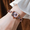 Moda praça feminina relógio de quartzo luxo strass pulseira relógio de pulso para senhoras reloj mujer Qme pink