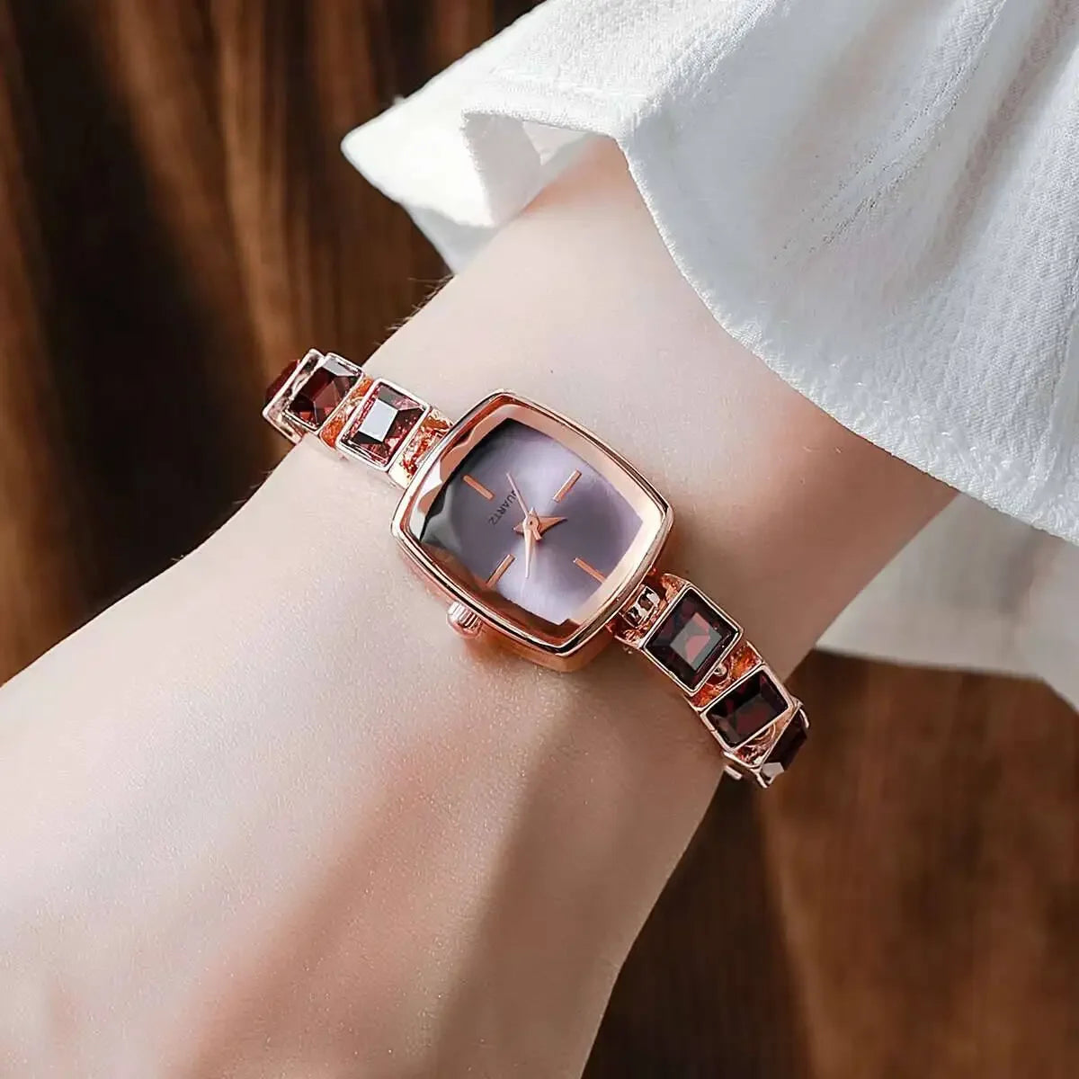 Moda praça feminina relógio de quartzo luxo strass pulseira relógio de pulso para senhoras reloj mujer Qme pink