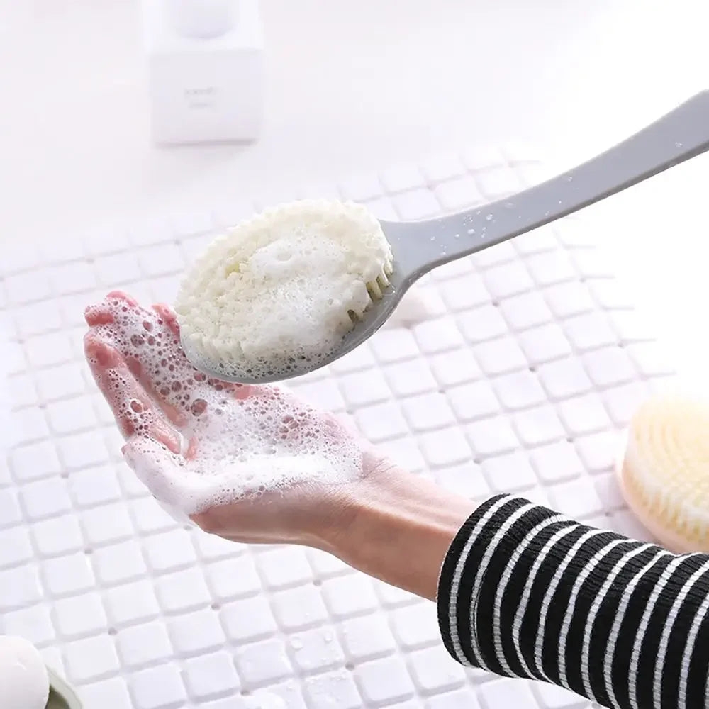 Long Handle Bath Brush Soft Body Scrub Skin Massager Shower Scrubber Qme