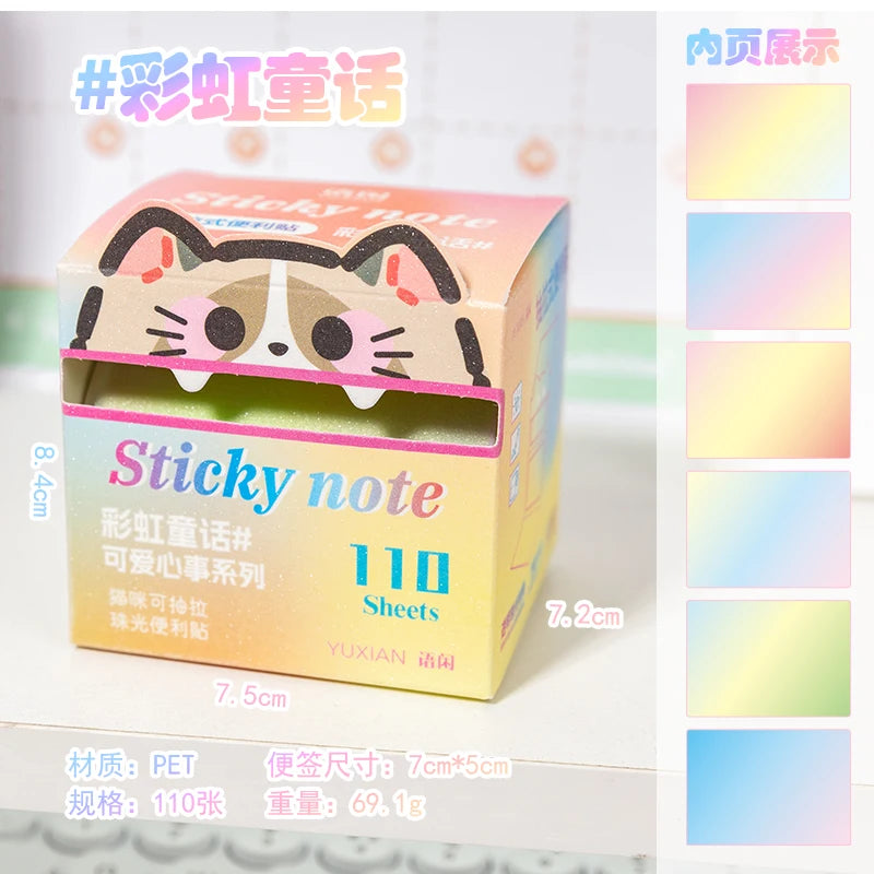 110 Pcs/Box Pull-out Memo Pad Creative Sticky Note Adhesive Labels Sticker DIY Scrapbooking Stickers Student Tearable Notepad Qme A