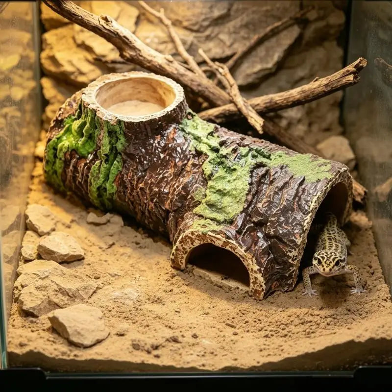 Natural Bark Reptile Hideaway Cave Resin Shelter Lizard Snake Qme