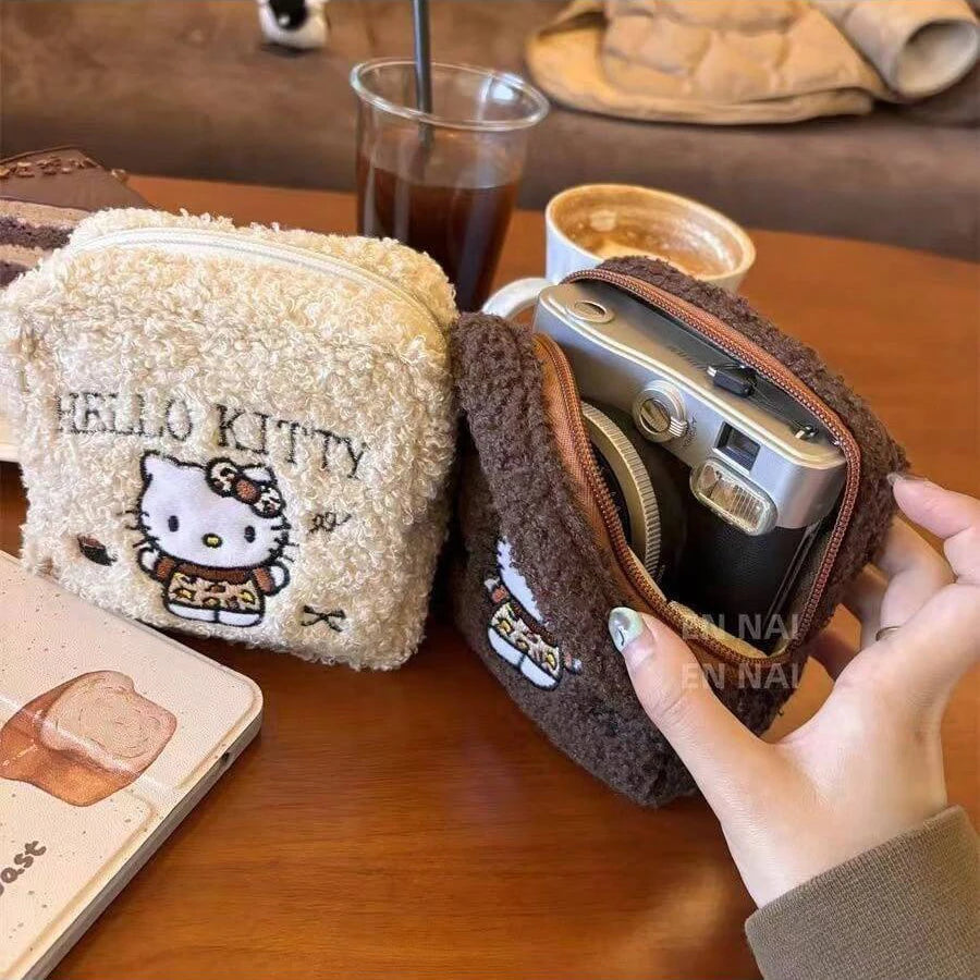 Sanrio Hello Kitty Pattern Makeup Bag Chestnut Embroidery Fashionable Qme