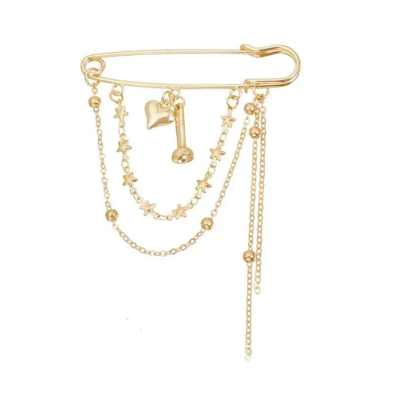 Jewelry Retro Star Love Pearl Chain Tassel Brooches Elegant Women Clothing Decor Accessories Bag Pendant Suit Pins Gift Qme style 3