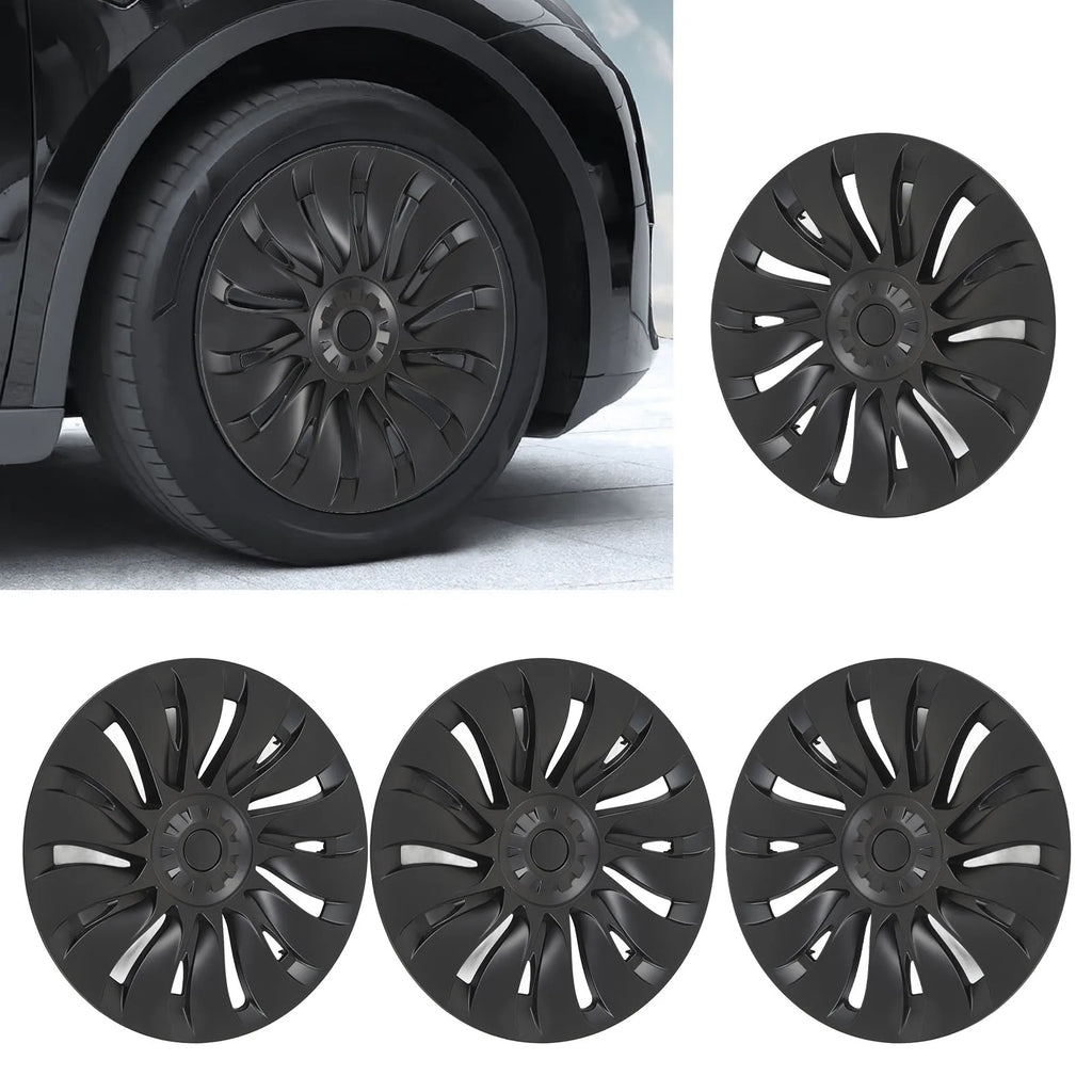 4Pcs Matte Black Symmetrical Wheel Hub 19 Inch Replacement Enhance Vehicle Appearance for Tesla Model Y 2020 to 2023 Qme