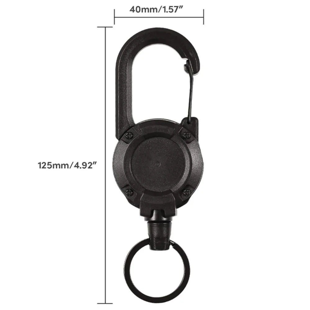 Heavy Duty Retractable Rope Carabiner Outdoor Steel Wire Rope Spring Key Chain Multi Functional Rebound Anti Loss Rope Buckle Qme