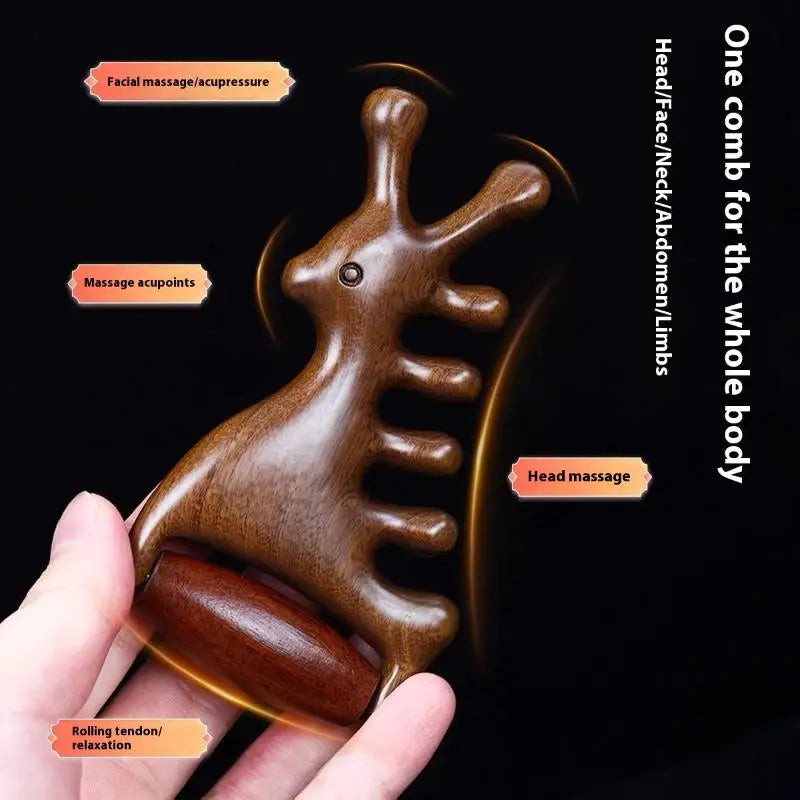 Wooden Massage Comb Head Meridian Scalp Combs Face Eye Shoulder Neck Qme