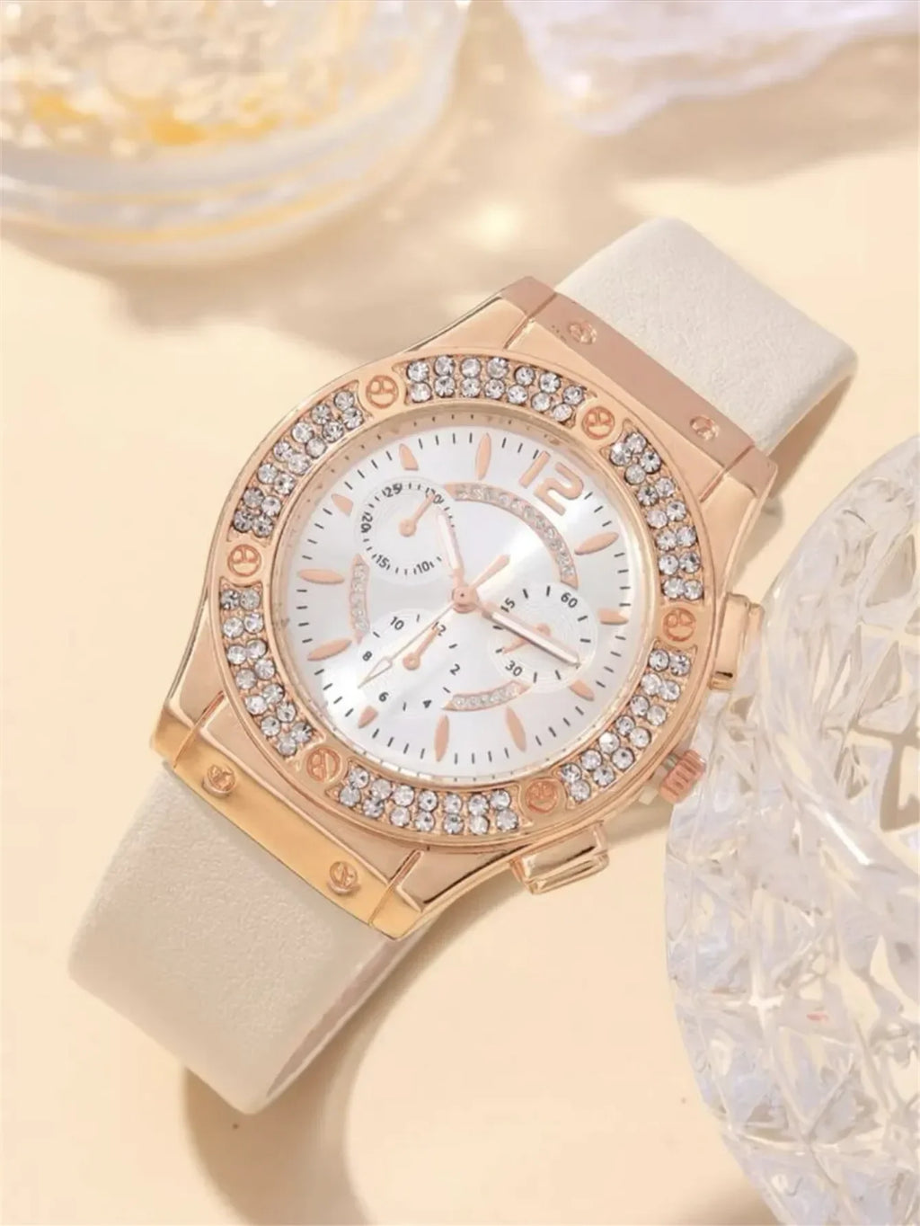 5PCS Set Fashion Women Watches Simple Ladies Business Leather Quartz Watch Womens Necklace Earrings Wristwatch Qme