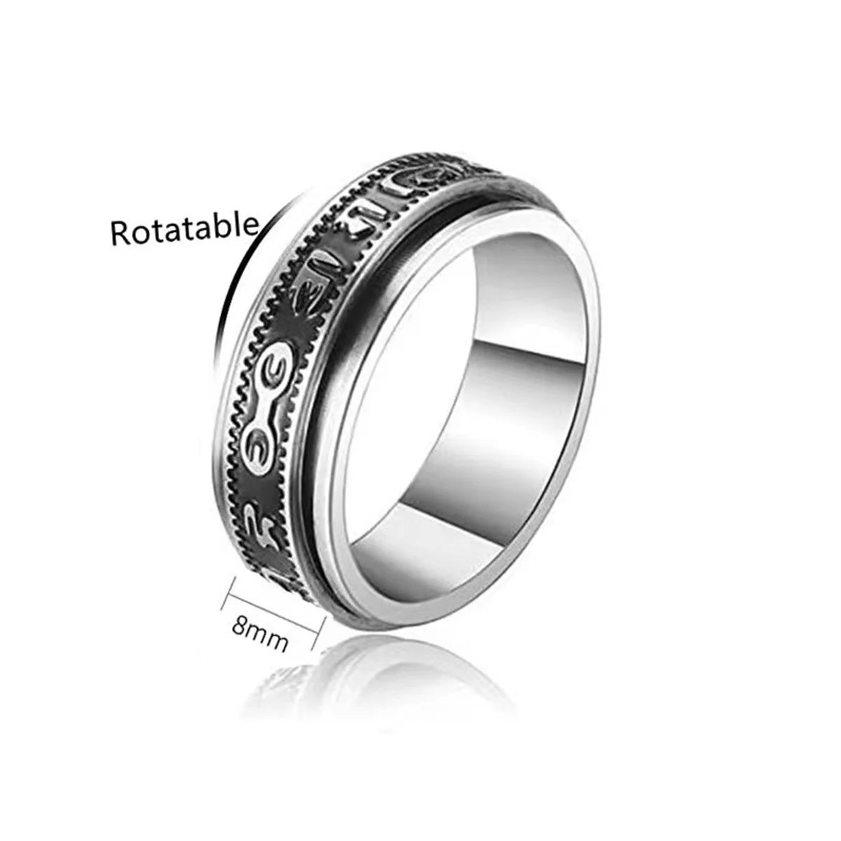 Spinning Spinner Ring For Men Women Anxiety Fidget Rings Stainless Steel Moon Star Roman Numerals Chain Rotating Ring Men Qme 1 7