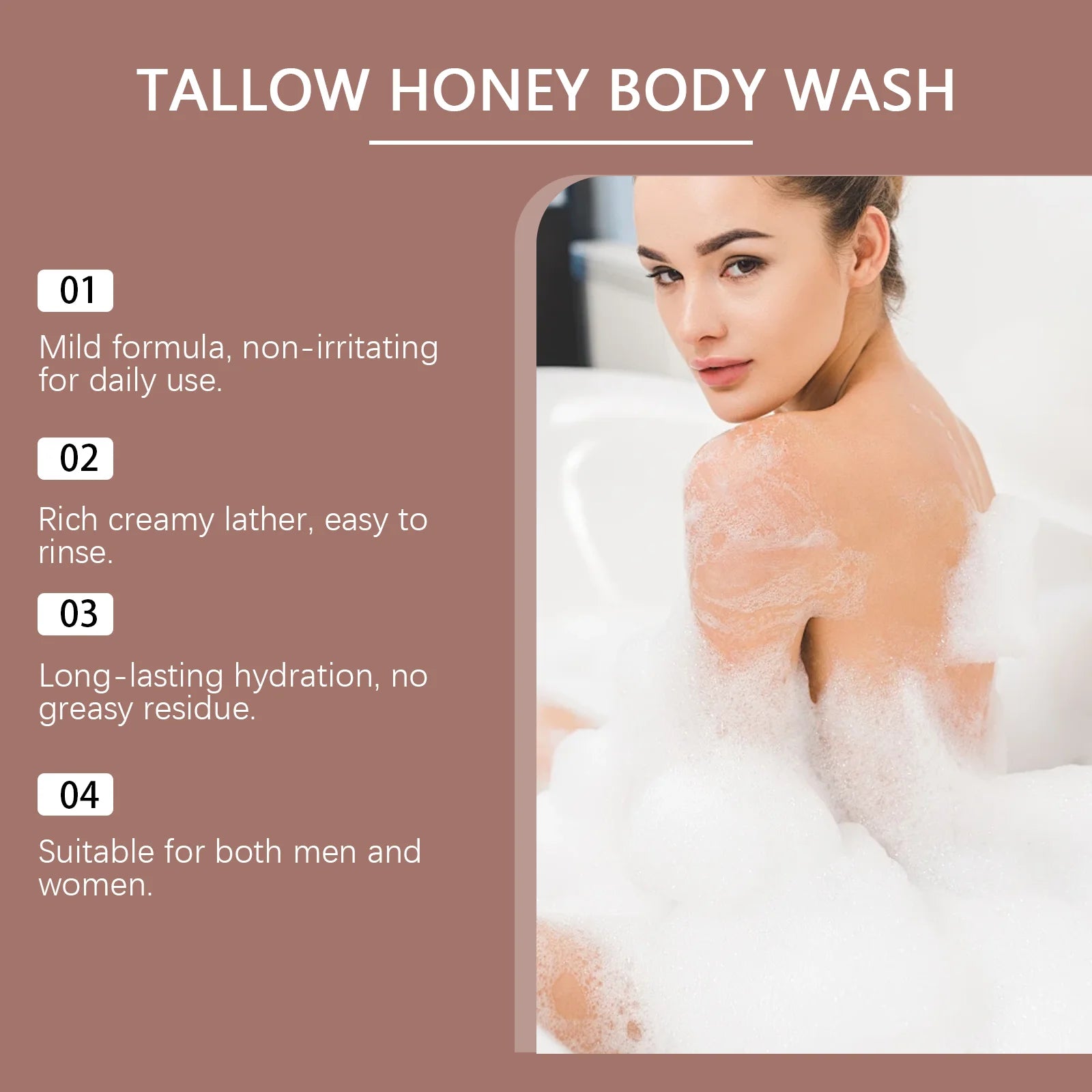 Tallow Honey Body Wash Gentle Cleansing Shower Gel Moisturizing Refreshing Smoothing Brightening Remove Dirt Hydrating Shower Ge Qme