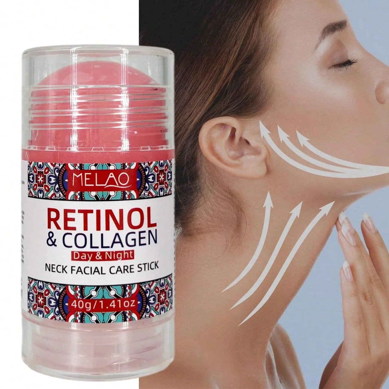 Retinol Collagen Face & Neck Stick, MELAO Day & Night Care Stick with Retinol & Collagen, Anti Aging Stick for Neck & Face Qme