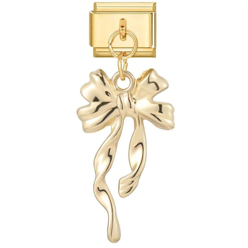 Y2k Charm Colored Butterfly Bowknot Leafs Italian Links Fit Bracelet