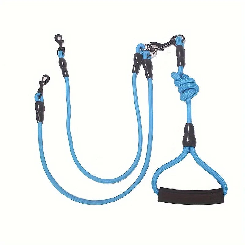 Nylon double ended dog leash with cushioned handle, 360 ° rotatable detachable pet leash, suitable for medium and large dogs Qme Navy Blue