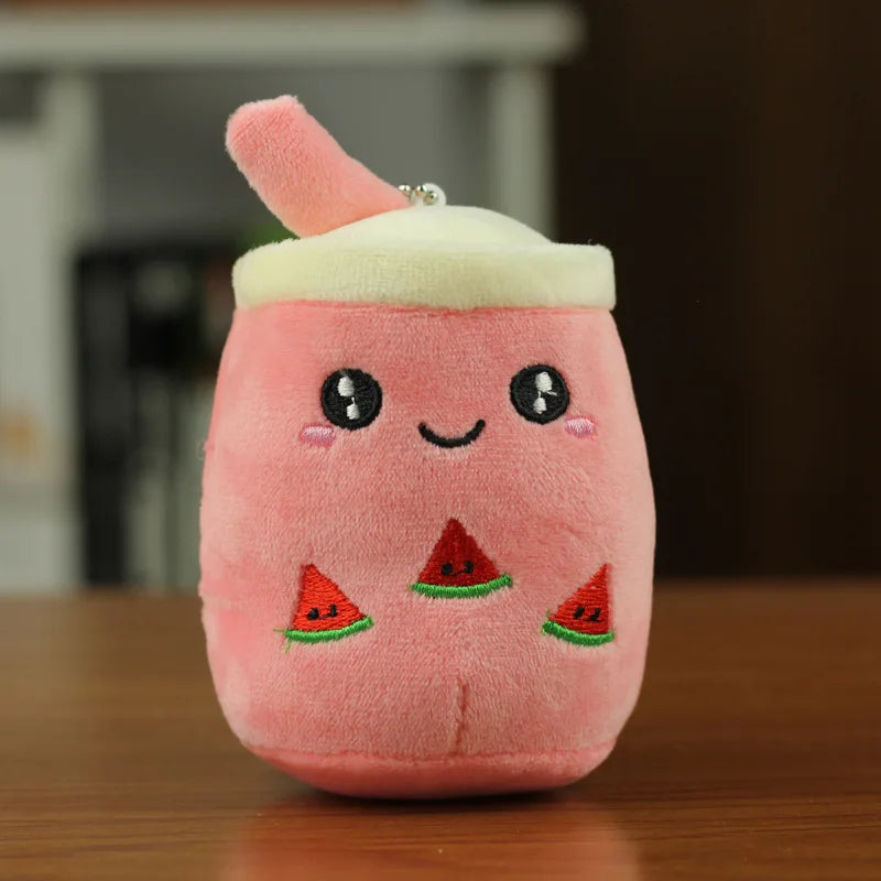 Boba Milk Tea Cup Plush Pillow Imitation Fruit Stuffed Toy Creative Qme red M