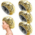 4pcs/1set Reusable Aluminum Foil Deep Conditioning Caps for All Hair Types - Ideal for Coloring & Styling, Salon Quality Qme 4pcs Golden