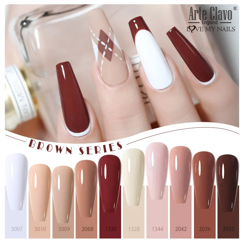 Arte Clavo HEMA TPO Coffee Brown Gel Nail Polish Winter Semipermanent Qme