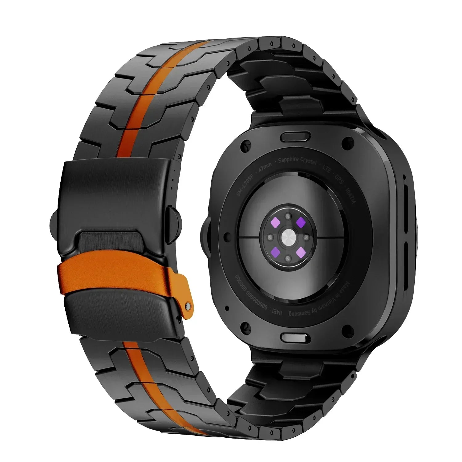 Titanium Luxury Strap for Samsung Galaxy Watch Ultra 47mm Band for Samsung Ultra Galaxy 47MM Men Watchband Galaxy Ultra Bracelet Qme Black Orange Galaxy Watch Ultra