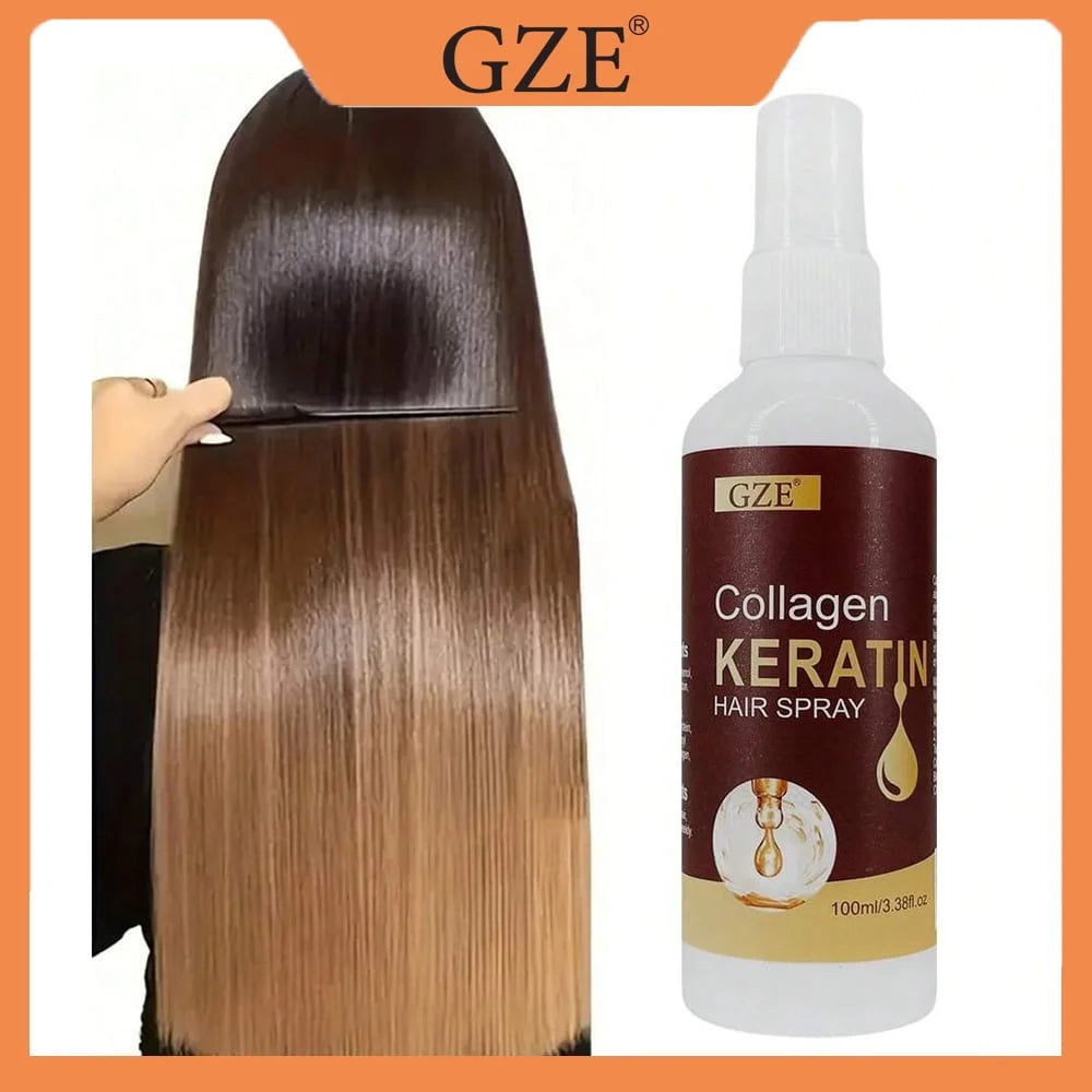 GZE Collagen Keratin Hair Spray | Heat Protectant Spray for Hair Detangler & Shine Spray | Frizz Control, Repairs Damaged Hair Qme GZE578