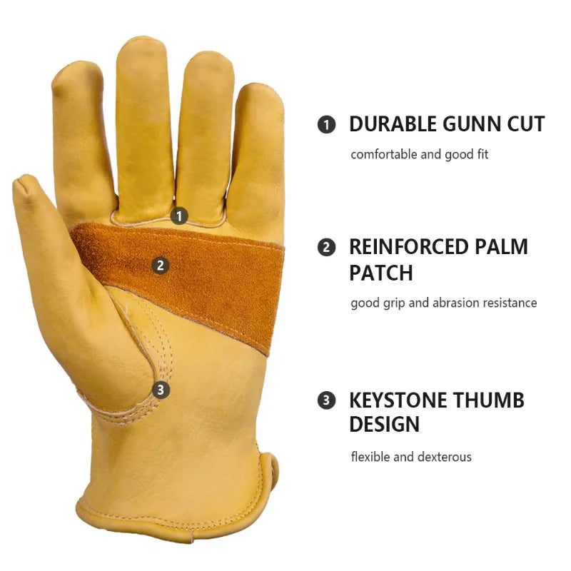 1PCS Genuine Leather Work Gloves Protective Wear-Resistant Outdoor Riding Welding Driver Gloves Qme
