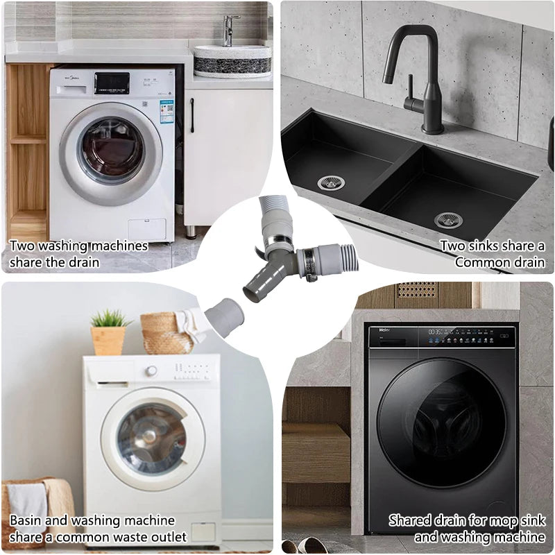 Three-way Adapter Washing Machine Drain Hose Y-type Reducer Plastic Qme